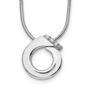 925 Sterling Silver Rhodium-plated 18 Inch Open Circle Diamond Necklace, 2" Ext.